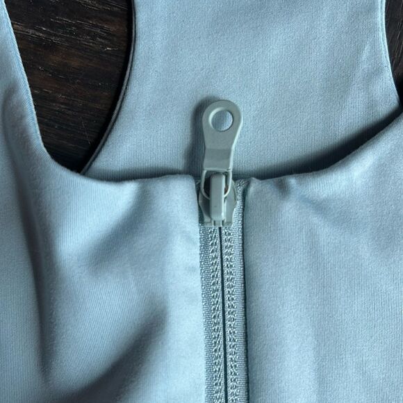 Girlfriend Collective Paloma Racer Back front zip hi impact Sports Bra Blue Var - Picture 5 of 16